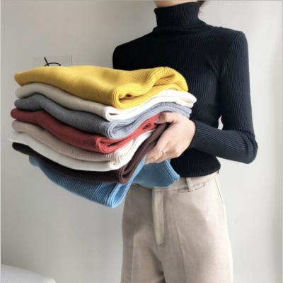 China Anti-wrinkle Fashion High Neck Women's Sweaters Knitted Turtleneck Maglioni Donna Jumpers Sweater For Women for sale