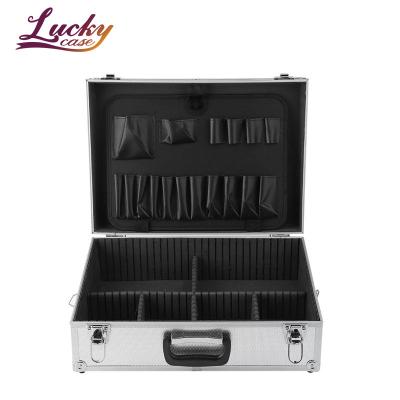 China Lockable Tool Box Dustproof Shockproof Waterproof Barber Case Silver Tool Organizer Storage Case Aluminum for sale