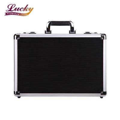 China Black Large Capacity Professional Aluminum Hard Case Carrying Case Waterproof Dustproof Shockproof Briefcase Aluminum Tool Suitcase for sale