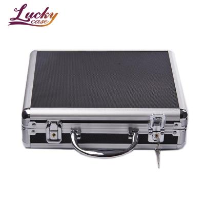 China Wholesale Black Aluminum Hard Case Waterproof/Shockproof/Dustproof With Key Lock Gun Case Waterproof Short Hard Aluminum Case With Egg Foam Inside for sale