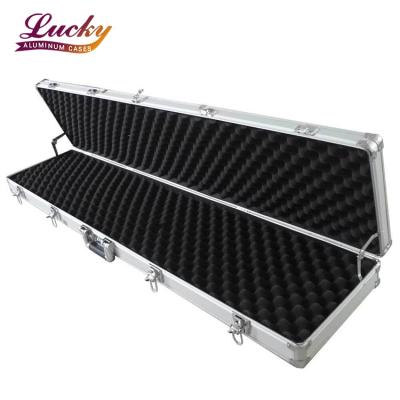 China Portable Long Rifle Gun Case Hard Case Waterproof Shockproof Dustproof Aluminum Lockable Shotgun Storage Box with Foam for sale