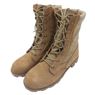 China Hotsell Comfortable OEM 8 Inch Khaki Suede Upper Panama Army Leather Rubber Military Boots For Soldier for sale