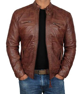 China Wholesale viable men's factory leather jacket for biker distressed high quality genuine lambskin material for sale