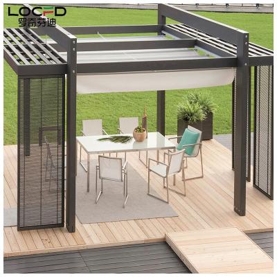 China Easily Assembled Aluminum Pergola Outdoor Leisure Patio Cover Shutter Roof Waterproof Electric Remote Control Pergola for sale