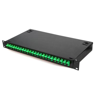 China FTTH Network 8 FTTB FTTX 12 19 inch 24core 1RU Rack Mounted PLC Splitter Fiber Optic Patch Panel PLC Splitter Box for sale