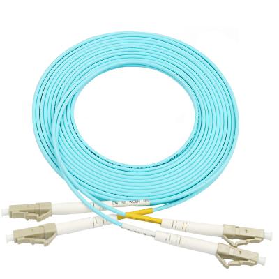 China LC-LC DUPLEX 10 50/125 GIGABIT 50/125 MULTIMODE FIBER OPTICAL CABLE OM3 AQUA 10GB PATCH CORD JUMPER Fiber Optic Patch Cord for sale