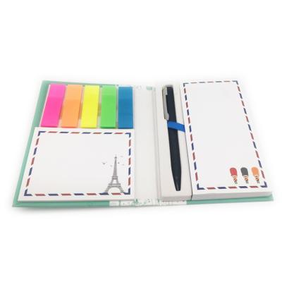 China Mini Sticky Notes Memo Pad Combined Hardcover Book Self-adhesive Notebook with Pen Binding Notepad for sale