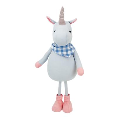 China Best Selling Home Decoration Unicornio Bedroom Decoration 62cm Height Funny Blue Unicorn Toy Plush Stand for sale