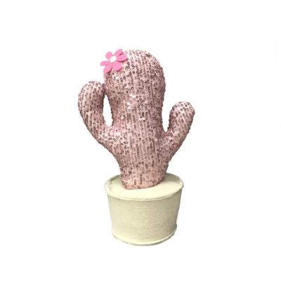 China Unique Wholesale Artificial Bonsai Pot Sequin Cactus Decoration Custom Eco Friendly Home Decor Suppliers for sale