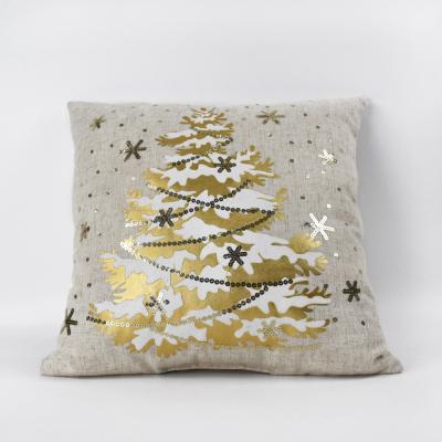 China Christmas Cushion Anti-static Beige Tile Printed Christmas Tree Pattern Cushion For Home Decoration for sale