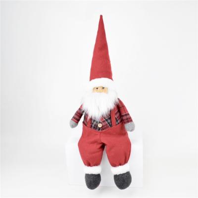 China Christamas Home Decoration Factory Selling Christmas Red Product Santa Claus Doll Sitting Shelf Decor New Fabric Craft for sale