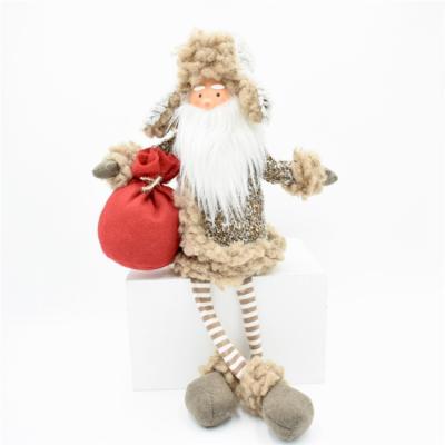 China Home Plush Christmas Table Decoration 66cm Winter Ornament Christmas Shelf Babysitting Santa Clause With Red Gift Bag for sale