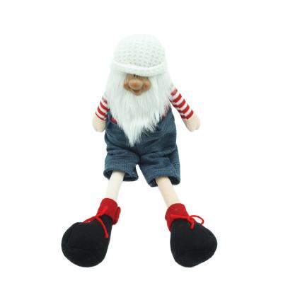 China Unique Christmas Decoration Fabric Craft Ornament Resting Santa Claus with White Hat for sale