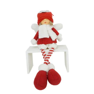 China Lovely Christmas Decor Christmas Decor Christmas Decoration Felt Doll Red Knitted Cloth Sitting Girls Play for sale