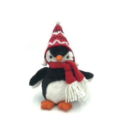 China Animated Penguin Hanging Stuffed Animal Christmas Tree Decoration Penguin Xmas Decor Nordic Handmade Animated Plush Ornament for sale