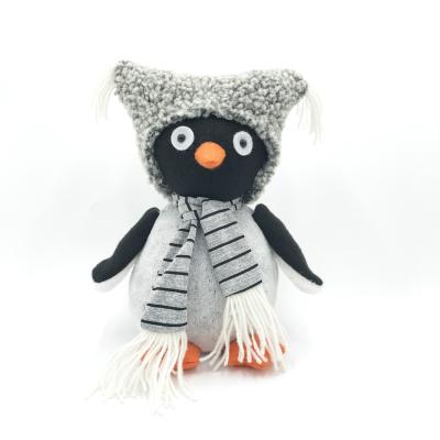 China Handmade Nordic Style Scandinavian Stuffed Plush Toy With Hat And Scarf Penguin Christmas Decoration for sale