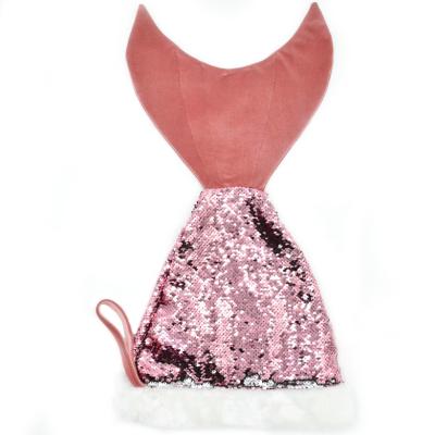 China Nordic Unique Design Christmas Decoration Ideas Hat Custom Size 37*45cm Or Your Funny Santa Christmas Sequin Hat Decoration Sequin With Mermaid Tail Hat for sale