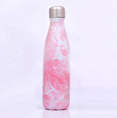 China Custom Business Logo Stainless Steel Double Wall Marble Cola Water Bottle 750ml Packing Box. for sale