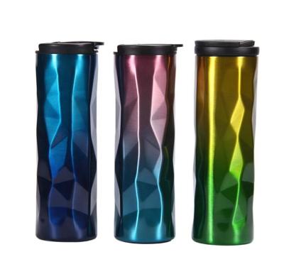 China Sustainable Gradient Color Double Wall Insulated Stainless Steel Travel Gift Mug Vacuum Beauty Flask for sale