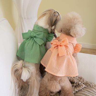 China 2022 Viable Newest Cool Shirt Design Dog Pet Bowknot Dress For Spring Summer for sale