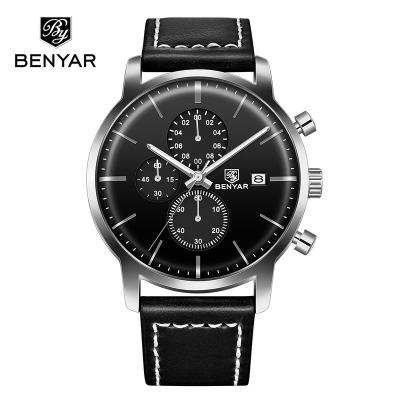 China BENYAR Chronograph Brand Chronograph Sport Hot Selling Genuine Leather Strap And Stainless Steel Strap Mens Watches for sale