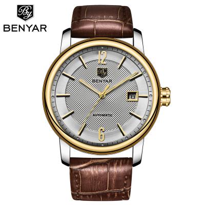 China Hot Selling Genuine Leather Strap Men's Automatic Sports Chronograph Brand BENYAR Watches for sale