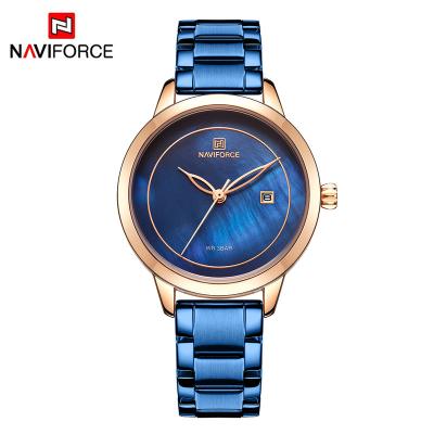 China Sapphire Mother Of Pearl Quartz Glass Single Dial NAVIFORCE Lady Day/Date Modern Style Women Watch for sale