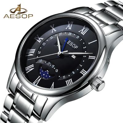 China Chronograph Aesop Fashion Mens Sapphire Crystal Moon Phase Leather Male Strap Watches for sale