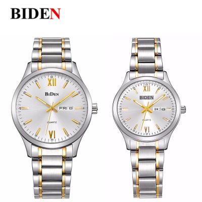 China Chronograph Biden Couple Watches Japan Movt Quartz All Stainless Steel Bezel Watch for sale