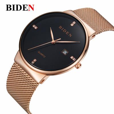 China Simple Chronograph Horologe Stainless Steel Mesh Strap Alloy Case Japan Movement Quartz Watch For Man for sale