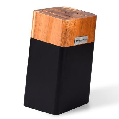 China 5 Slot Viable Acacia Wood Knife Block Kitchen Tools Utensils TURWHO Hardpaper Box for sale