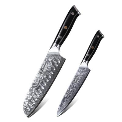 China Viable Classic Damascus Steel Santoku and Knife Serving Set with Handle the Group of Ten for sale