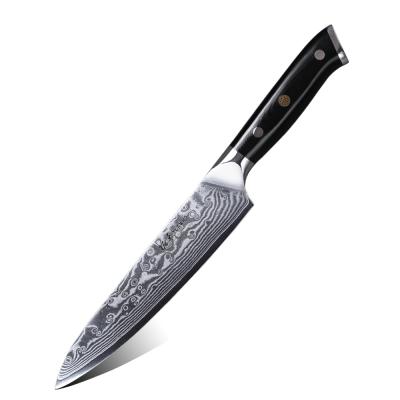 China 5 Inch Damascus Professional Kitchen Serving Knife With Black G10 Handle for sale