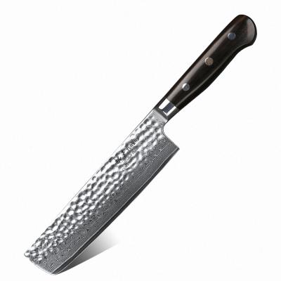 China 7 Inch Viable Custom Premium Hign Carbon Damascus Steel Nakiri Vegetable Knife for sale