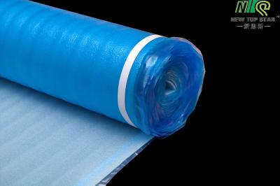 China 20KG/M3 de het Broodjesband van de vloeronderstroom maakte 2mm Blauwe EPE Underlayment vast Te koop