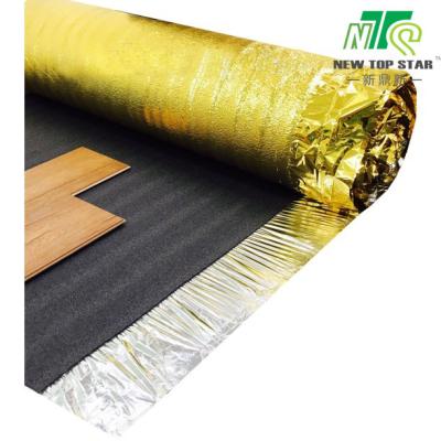 China Gold Film Standard Foam Underlayment Black EPE Foam Roll 20kg/cbm for sale