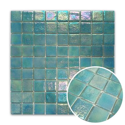 China High Quality Parquet Mint Green Full Body Stained Glass Mosaic For Room Wall Recycled Glass Mosaic And Pool Mosaic for sale