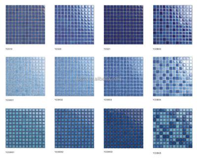 China Parquet Ocean Blue Porcelain Classic Modern Glazed Ceramic Mosaic Slab For Swimming Pool Flooring Border Slabs Swimming Pool Mosaics for sale