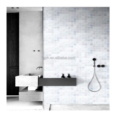 China New Building Construction 6mm Thickness Super White Iridiscent Crystal Glass Mosaic Tile Flooring Use For Outdoor Swimming Pool for sale