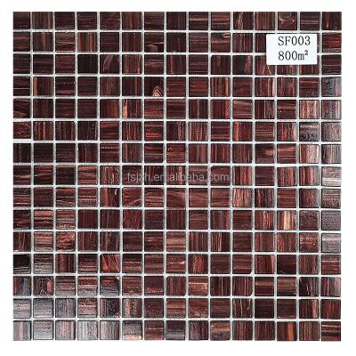 China Gold Line Foshan Cheapest Wholesale Coffee Brown Square Glass Mosaic Pool Slab And Bathroom for sale