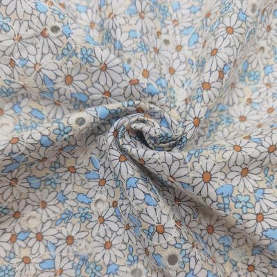 China 2022 New Fashion Breathable Textile Cotton Colorful Printed Eyelet Embroidered Fabric For Kids And Women Clothing for sale