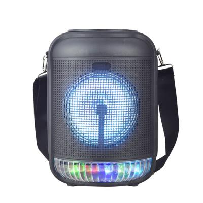 China New 6.5 Inch Wireless DJ Party Box Speaker Outdoor Portable Blue Tooth LED Lights Speaker With Strap for sale