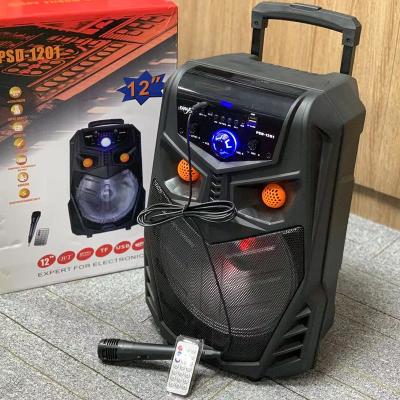 China Trolley type wireless rechargeable speaker outdoor portable 12 inch mobile subwoofer BT power trolley speaker for sale