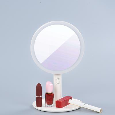 China Custom Lighted Vanity Makeup Mirror With Storage Tray Detachable Led Lighted Makeup Mirror for sale