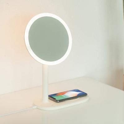 China Artwork 3 in 1 design LED table lamp makeup mirror wireless charger for QI standard mobile phone for sale