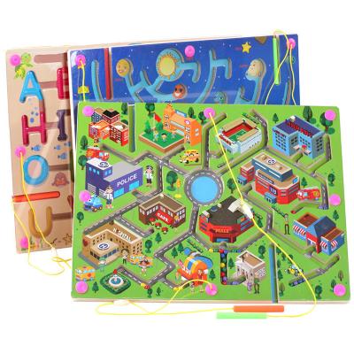 China Wood+Painting Educational Toys Factory Direct Sales Baby Toys Maze Bead Toy City Traffic Wooden Magnetic Baby Water-based Environment-Friendly Planet for sale