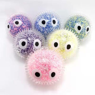 China New TPR Squeeze Big Eyes Inflatable Hot Monster Toy HEBEIER Colorful Bubble Beads Toys Expanding Ball For Kids for sale