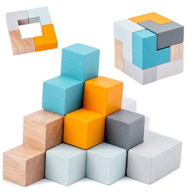 China Baby early childhood wooden colorful education building block children's mental development puzzle kids educational toys for sale