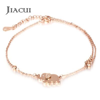 China Wholesale Fashionable Design Charm Elephant Jiacui Sandal Sexy Barefoot Anklet Chain In Stainless Steel Foot Jewelry for sale