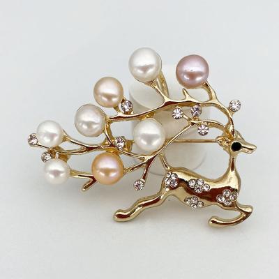 China Jiacui Fashionable Jewelry Brooch Pearl Charm OEM ODM ODM 18K Gold Plated Stainless Steel Customized Brooches for sale